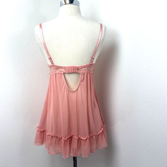 Pink Intimates Babydoll Sheer Lacy Camisole Lingerie Large Padded Bra Sexy Play - Picture 6 of 9